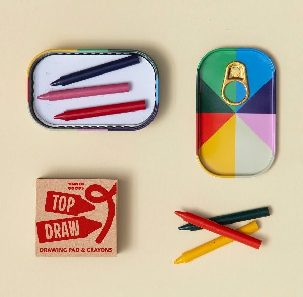 Tin Drawing Pad & Crayon Set