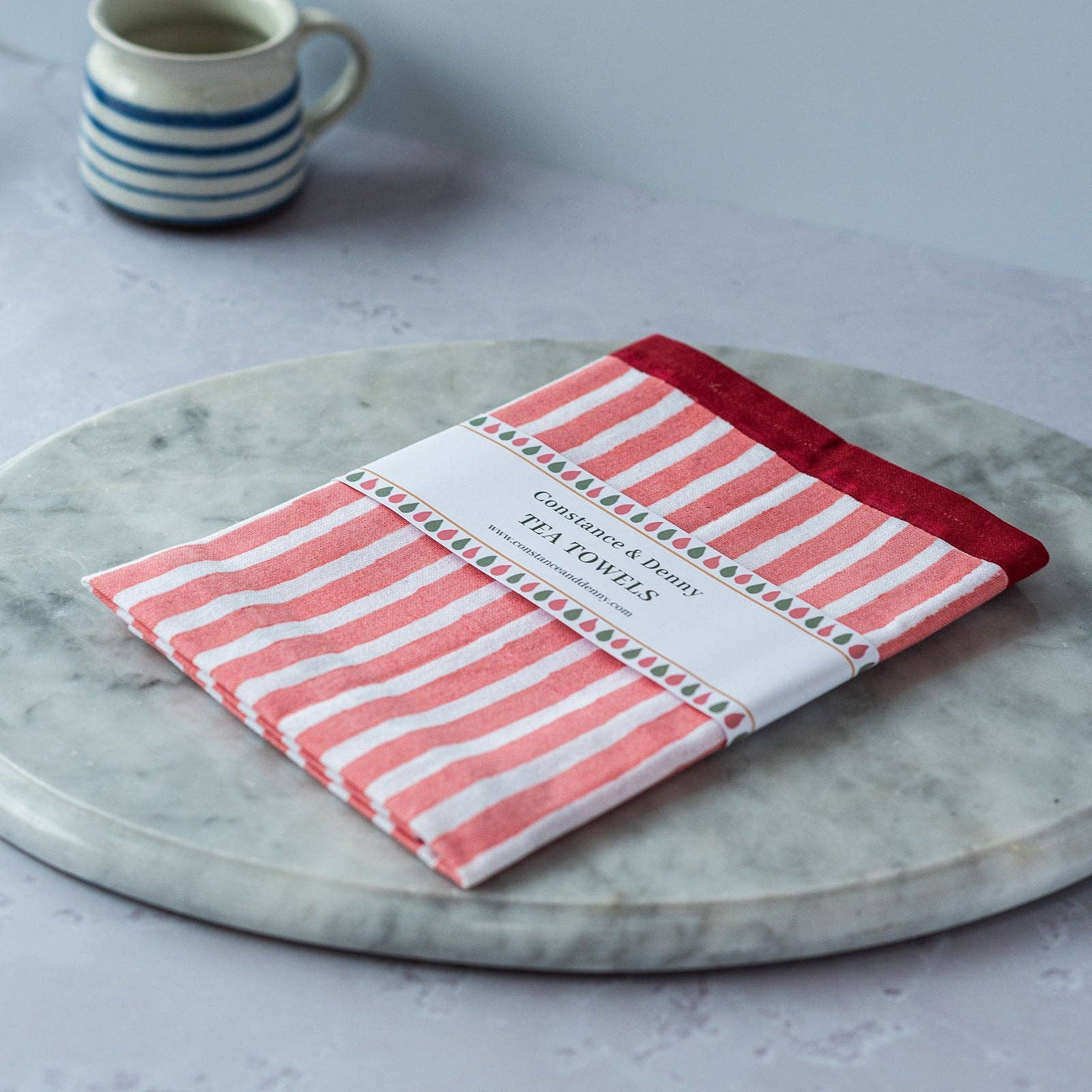 Tea Towel Cherry Pink Stripe