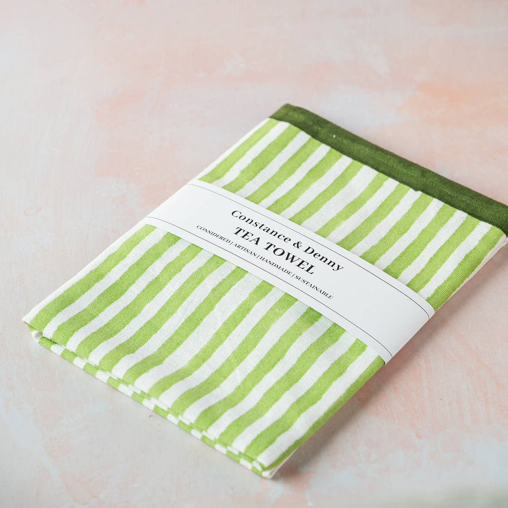 Tea Towel Green Stripe
