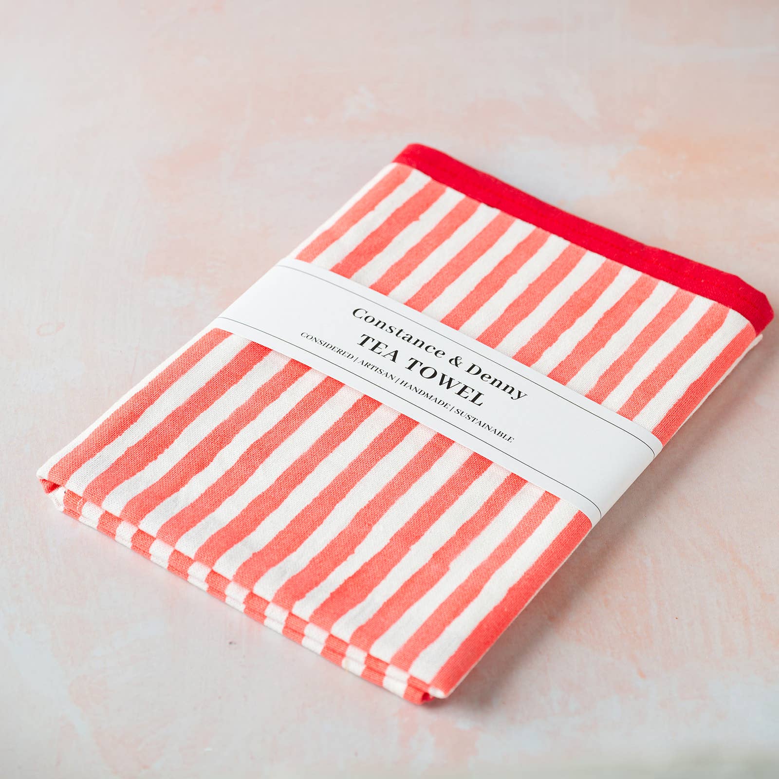 Tea Towel Cherry Pink Stripe