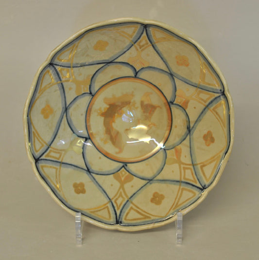 Small Bowl - Six Fold Pattern with Fish - Blue