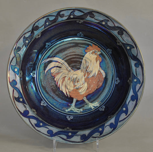 Rimmed Plate - Cockerel - Purple