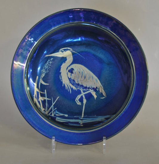 Small Rimmed Plate - Heron - Blue