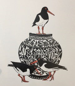 Vase with Oyster Catchers - Celia Lewis