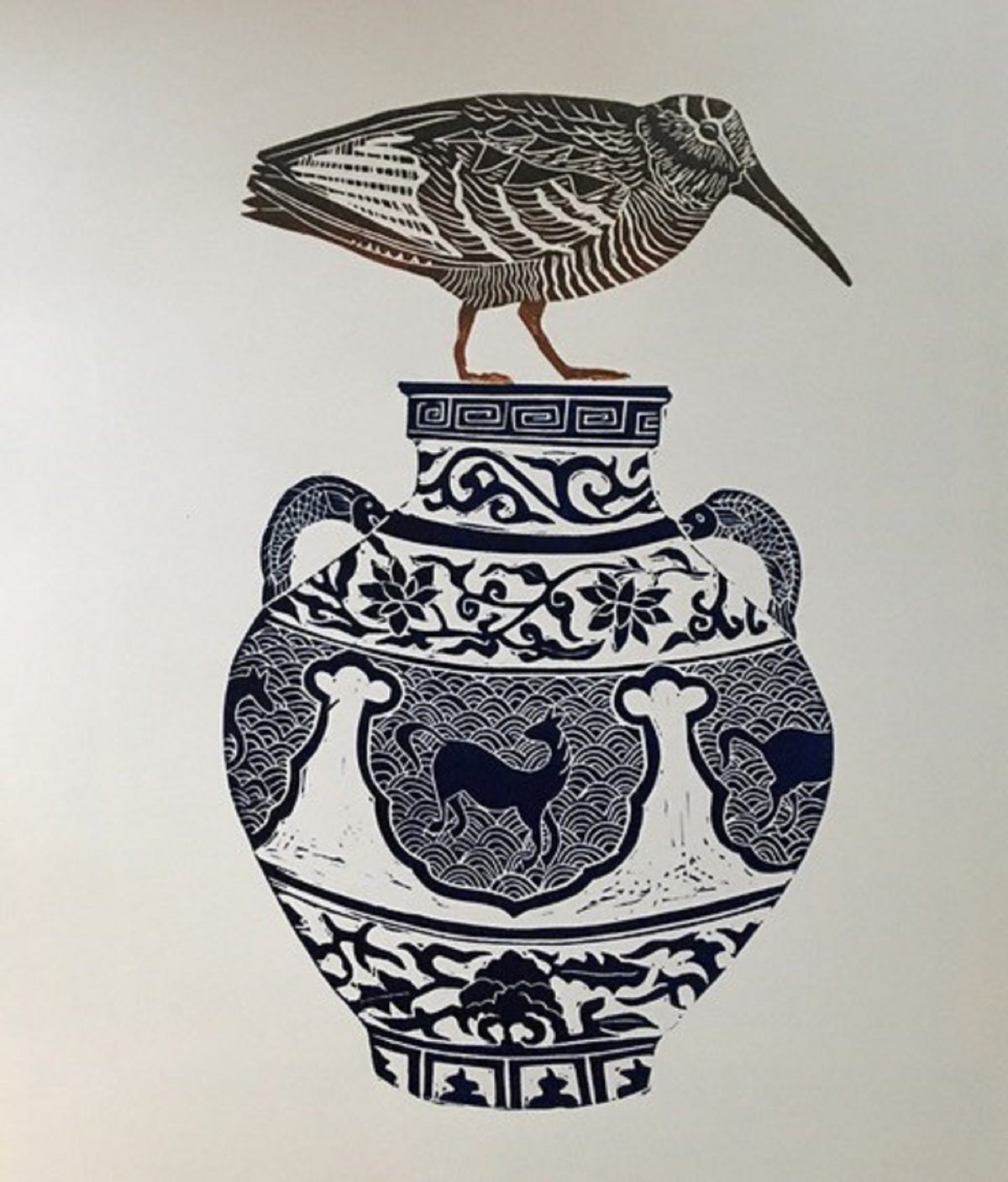 Vase with Woodcock - Celia Lewis