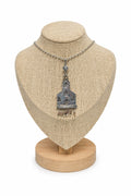 Silver church necklace pearls & tourmaline