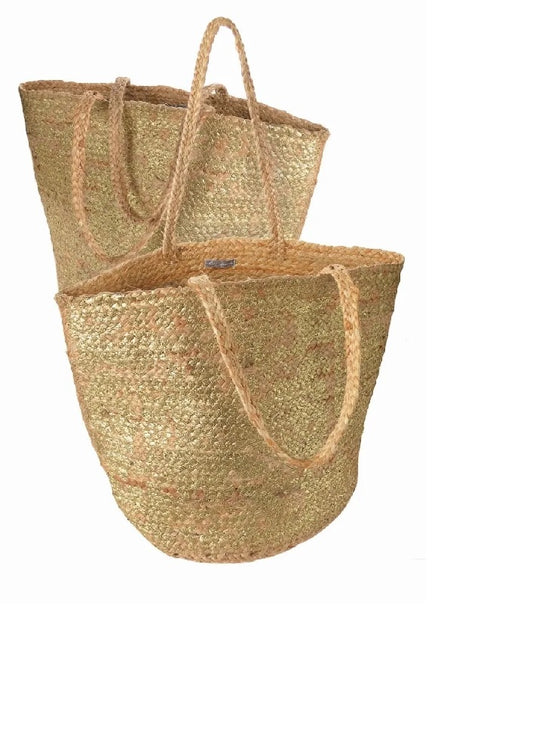 Tote Jute Metallic Gold