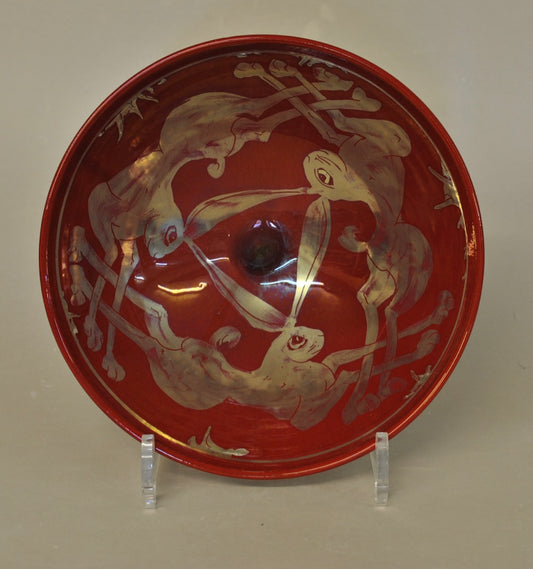 Small Bowl - Three Hares - Red