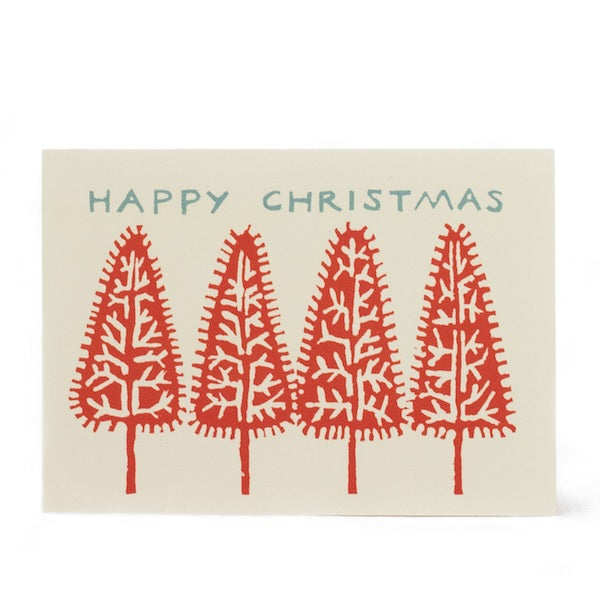 Xmas Cards Red Trees x 10