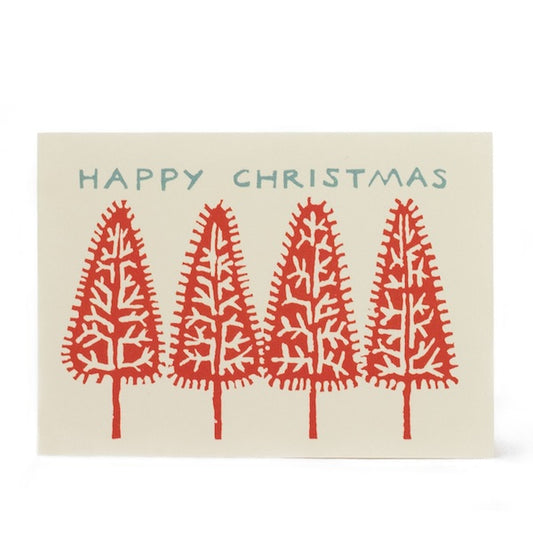 Xmas Cards Red Trees x 10