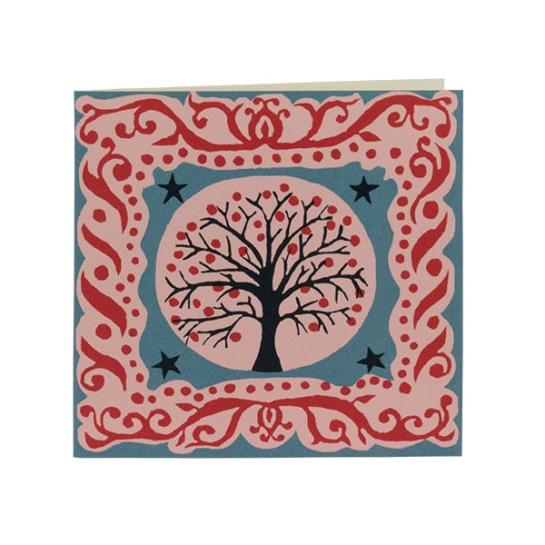 Xmas Cards Blue & Red Tree x 10