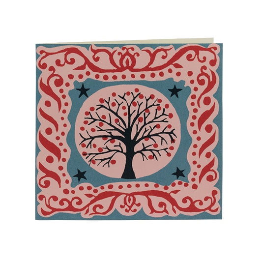 Xmas Cards Blue & Red Tree x 10