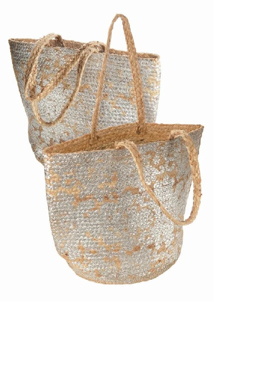 Tote Jute Metallic Silver