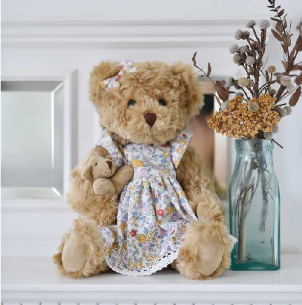 Teddy with Baby in a Floral Dress