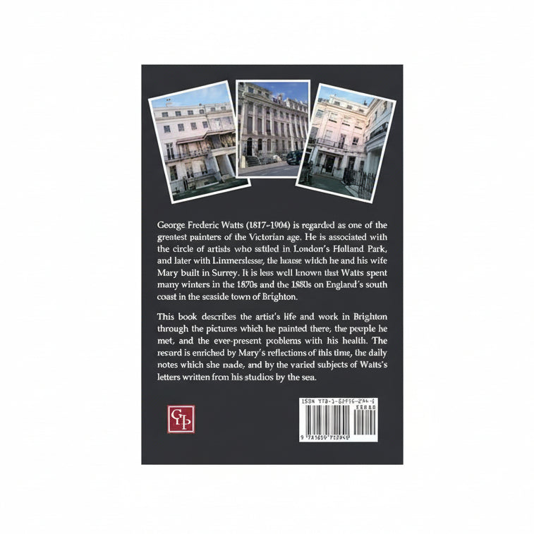 Book cover with text about George Frederic Watts and images of a building.