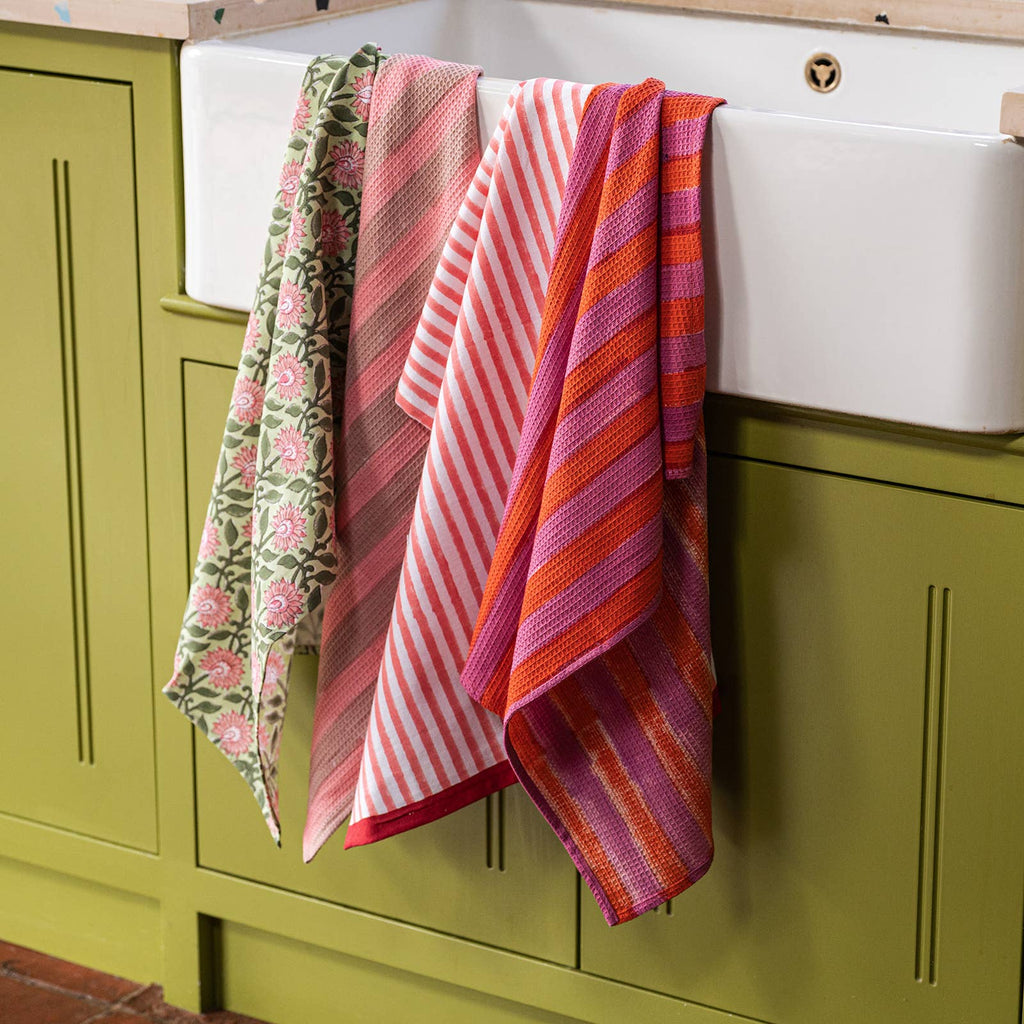 Tea Towel Cherry Pink Stripe
