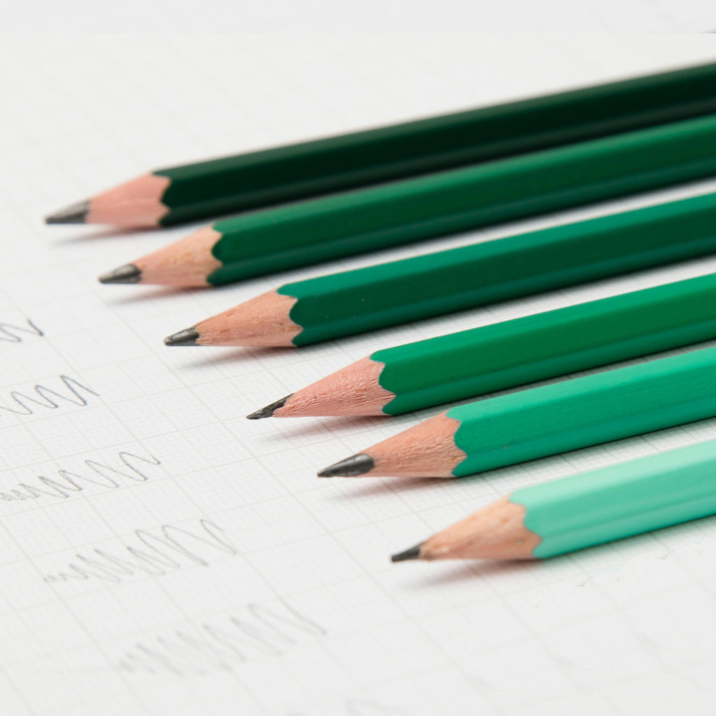 Green Gradient Sketching Pencils