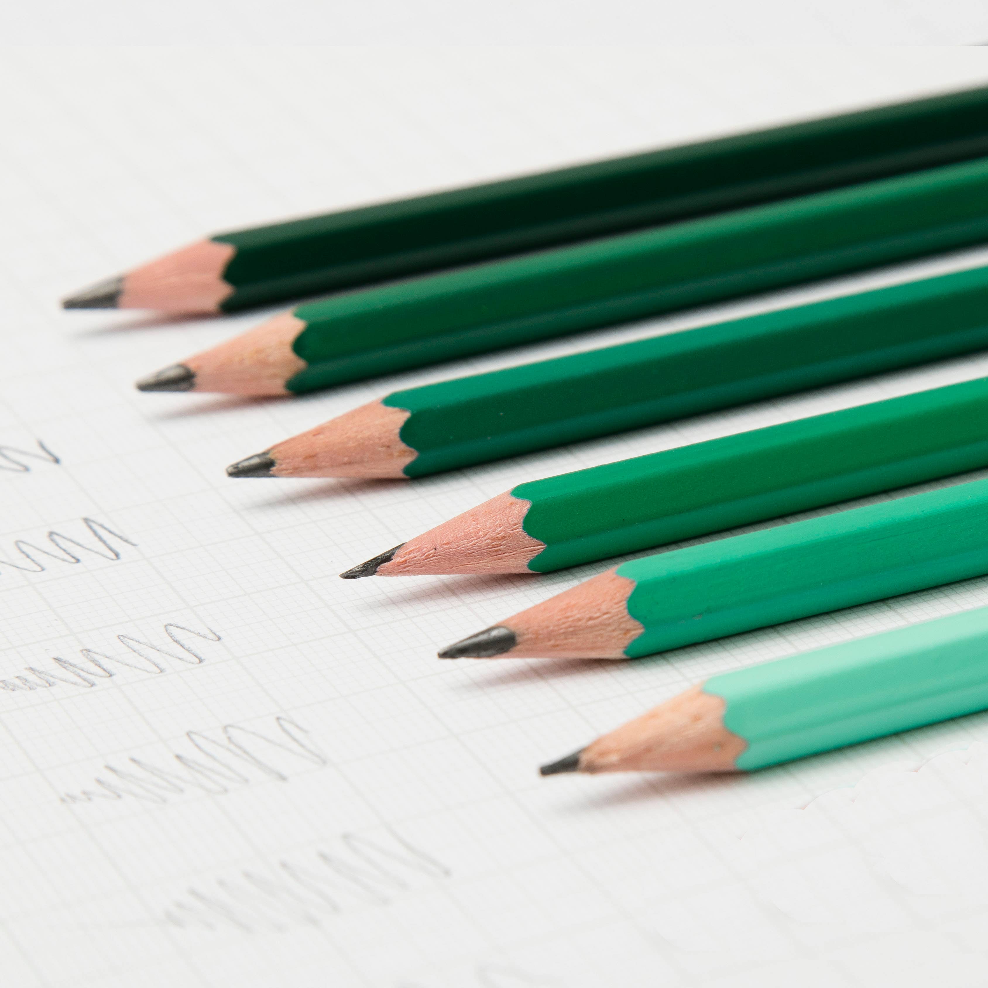 Green Gradient Sketching Pencils