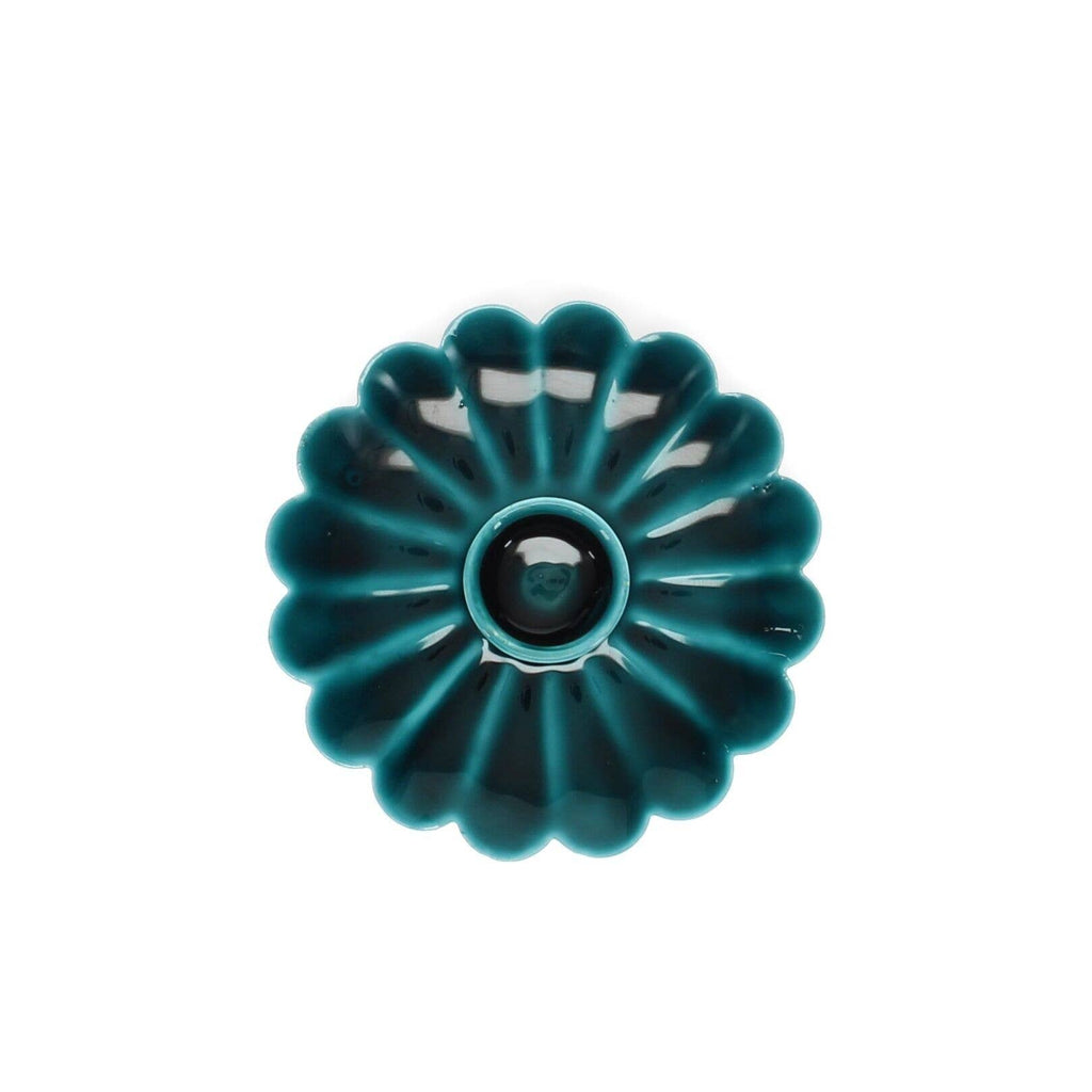 Enamel Flat Flower Candle Holder - Blue