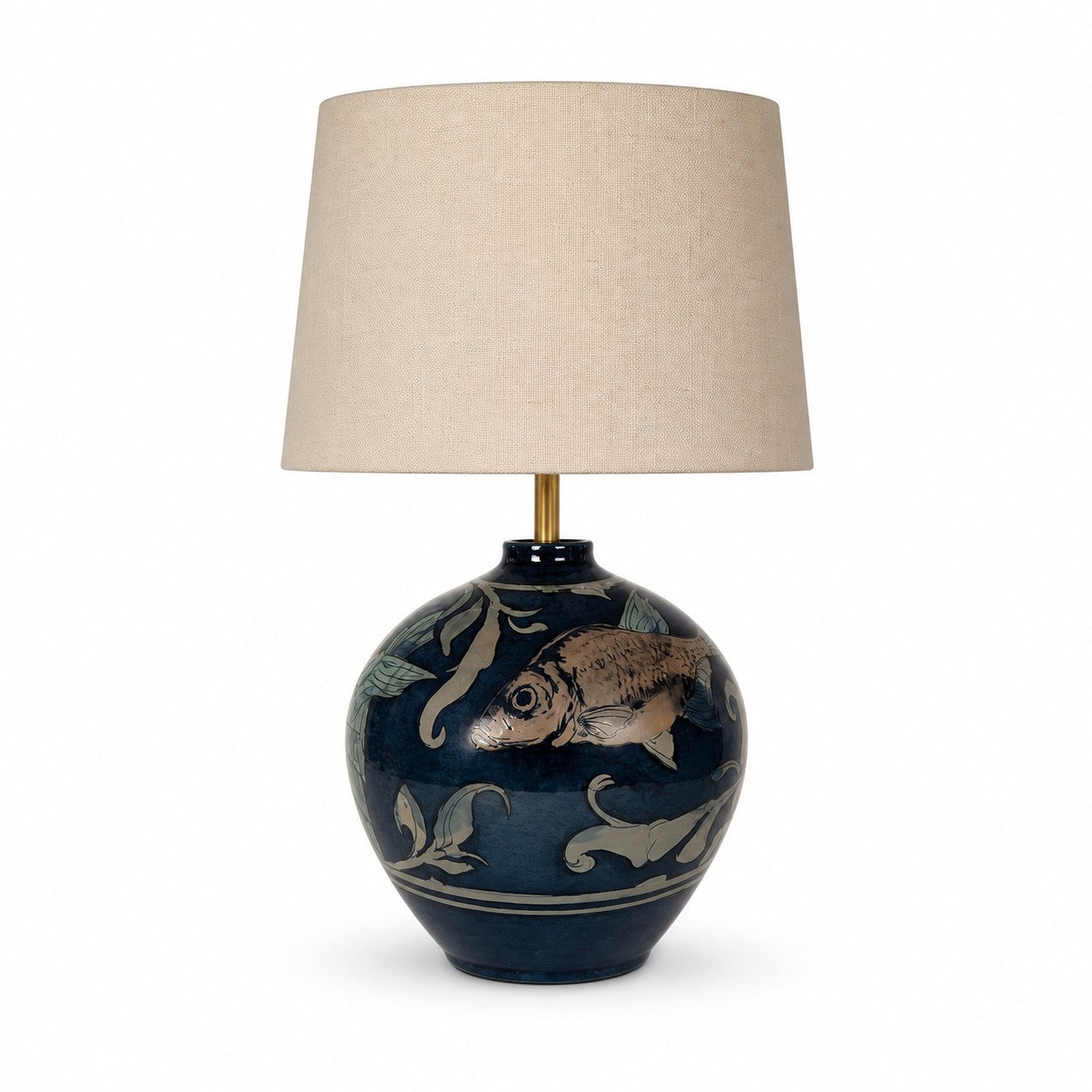 Jonathan Chiswell Jones Fish Motif Ceramic Table Lamp & Shade