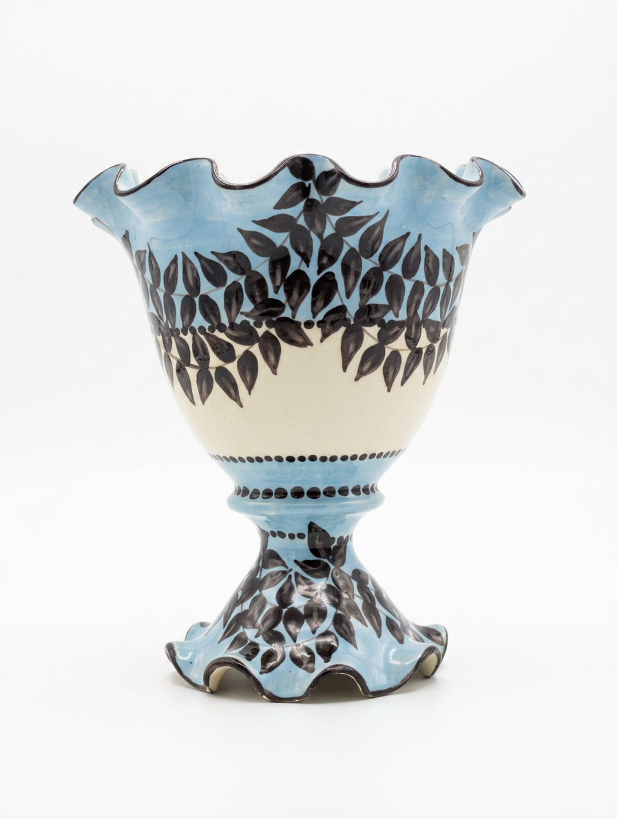 Katrin Moye Chocolate & Blue Pedestal Vase