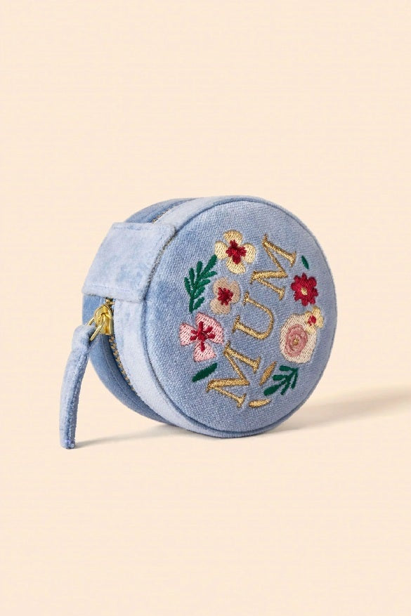 Round Velvet Jewellery Box - Mum