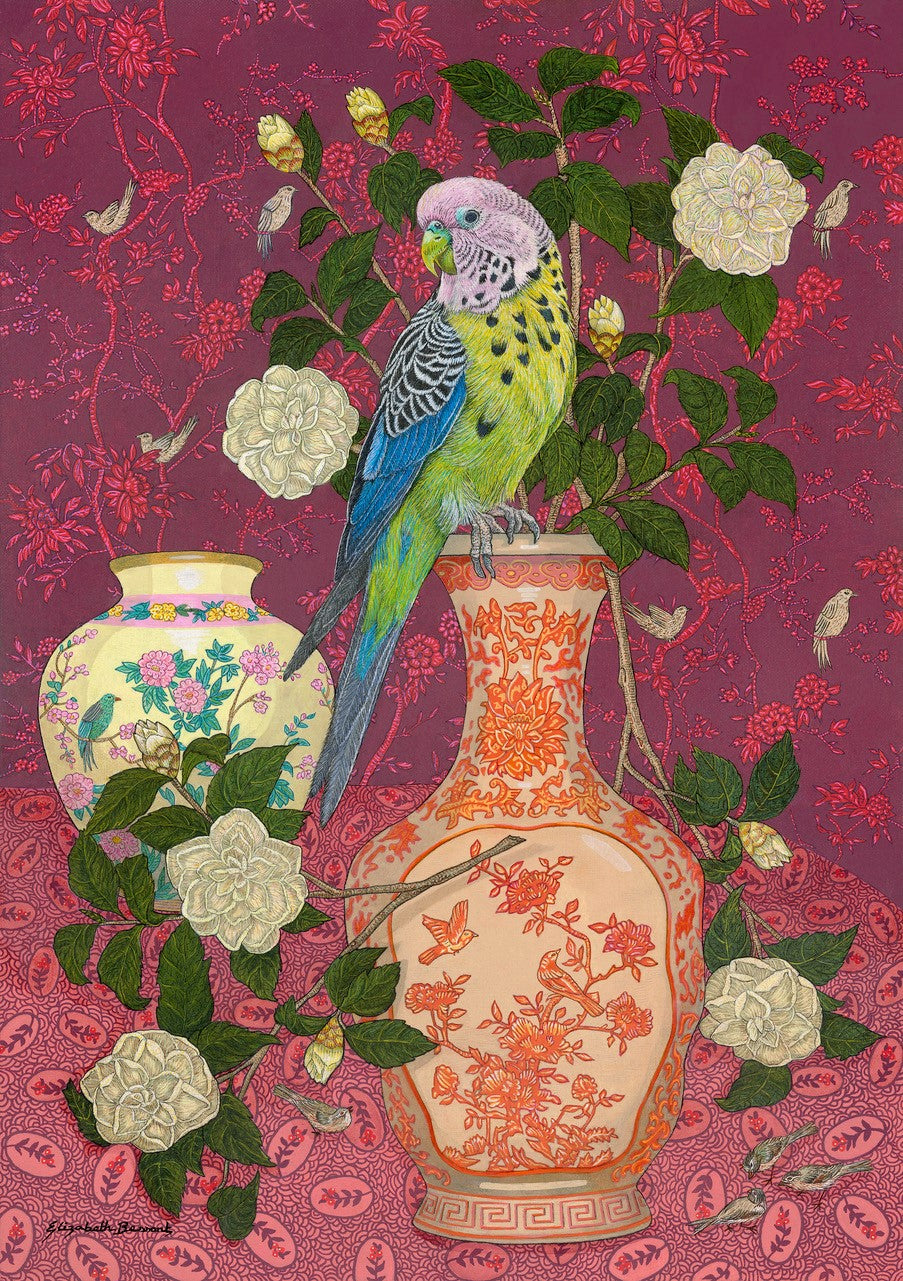 Parakeets and Hibiscus - Elizabeth Bessant