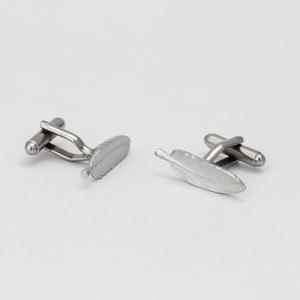 Cufflinks Feather Pewter