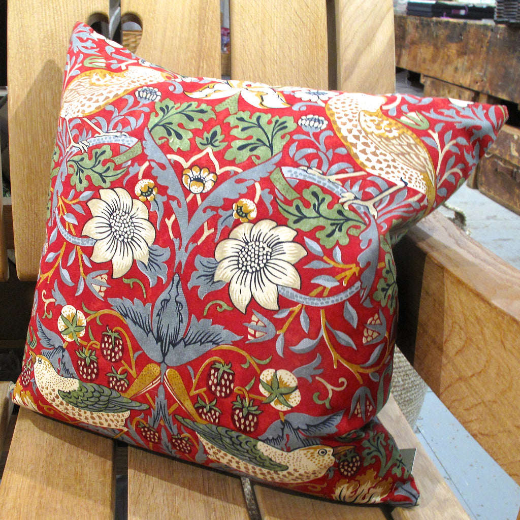 Red Strawberry Thief Cushion