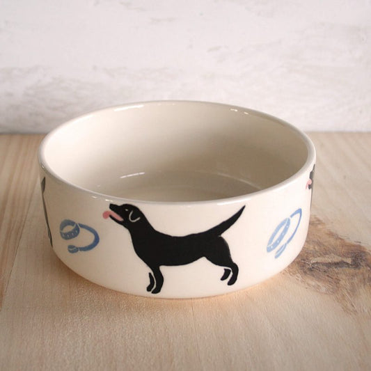 Ceramic Black Labrador Small Dog Bowl