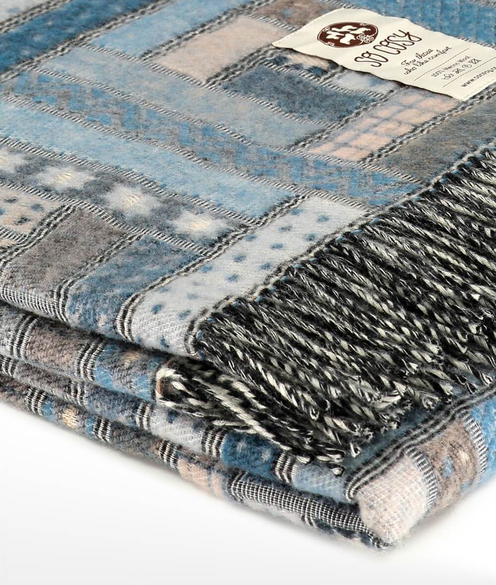 Elin Blue 100% Merino Wool Throw