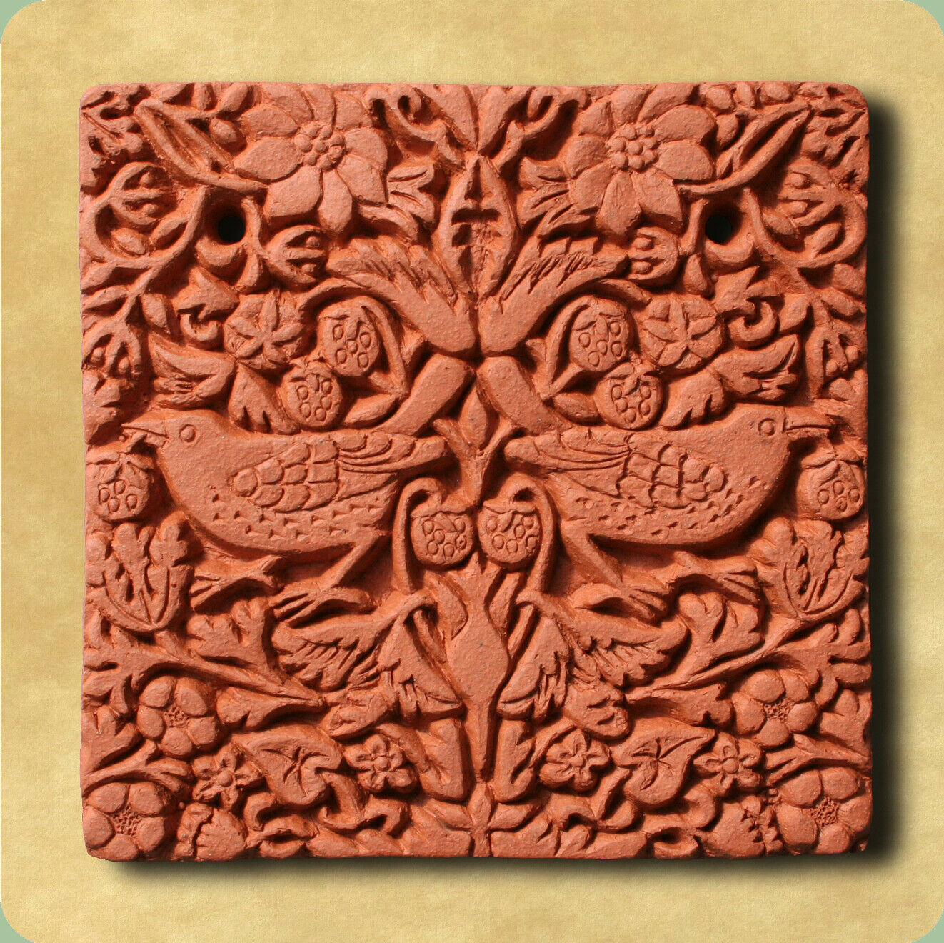 Terracotta Tile: William Morris Strawberry Thief