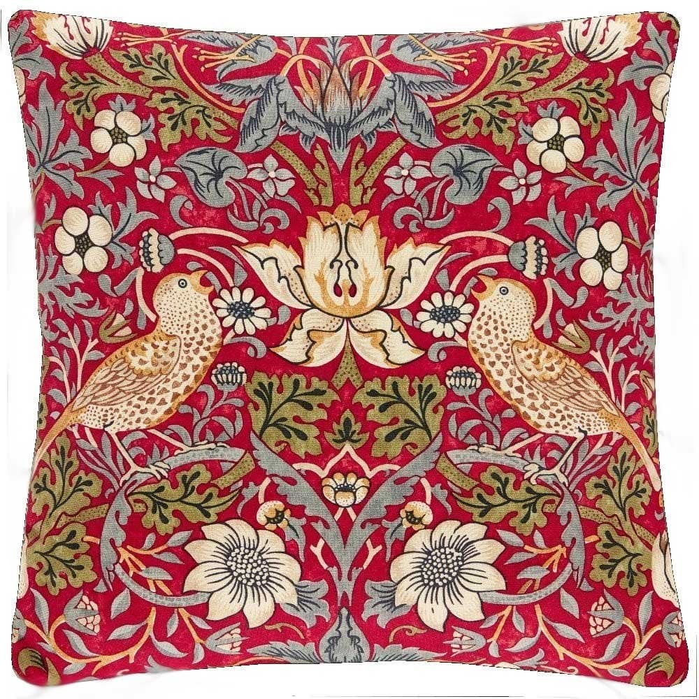 Red Strawberry Thief Cushion